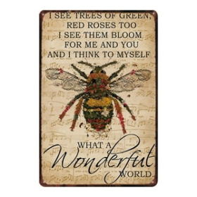 Vintage Metal Bees Posters For Garden Beekeeper Home Farms