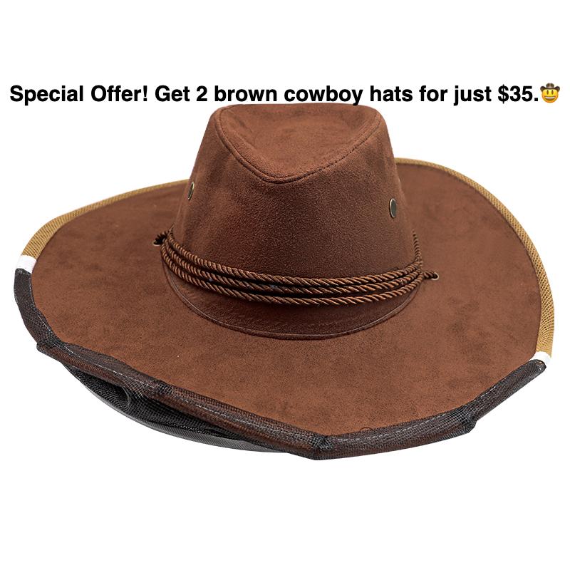 Get 2 brown cowboy hats at discounted price