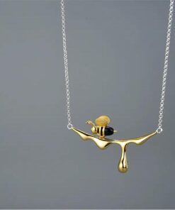Handcrafted Bee Pendant with Honey Drip Necklace